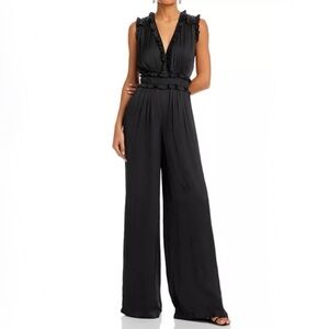 New Ramy Brook Katelyn Wide Leg Ruffled Jumpsuit in Black Size 4 (Flawed)